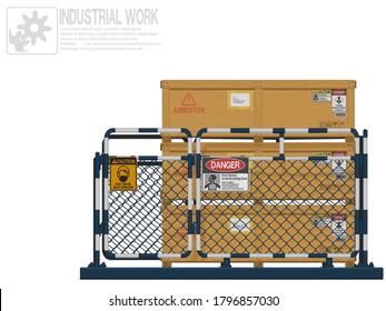 Isolate Asbestos Storage Area On White Background
