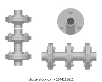 Isolate assembly flange on white background (3 holes)