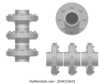 Isolate assembly flange on white background (8 holes)