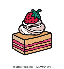 isolate bakery strawberry cake vector