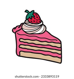 isolate bakery strawberry cake vector