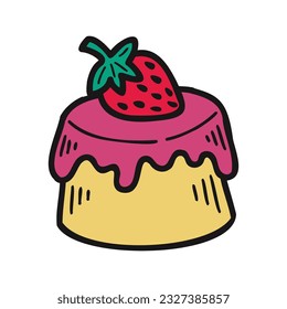  isolate bakery strawberry pudding vector