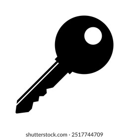 Isolate Black Key vector Icon, safety and security graphic elements design, Private symbol, Accessibility, Retro simple Icon, Lock illustration, stock (Editable)