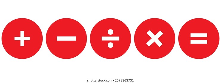 Isolate Black Math Icon set, Plus, Minus, Multiply, Divide Outline Icons symbol, Math and Education illustration, Modern minimal Graphic elements, Vector stock (Editable)