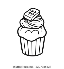 isolate black and white bakery chocolate cupcake

