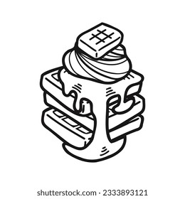 isolate black and white bakery chocolate waffles vector