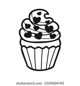 isolate black and white bakery cupcake

