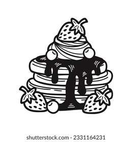 isolate black and white bakery strawberry pancake