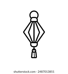 isolate black and white chinese lantern flat icon 