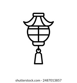 isolate black and white chinese lantern flat icon 