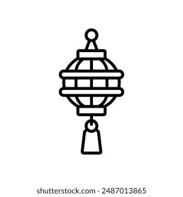 isolate black and white chinese lantern flat icon 