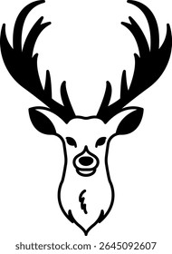 isolate black and white deer icon vector
