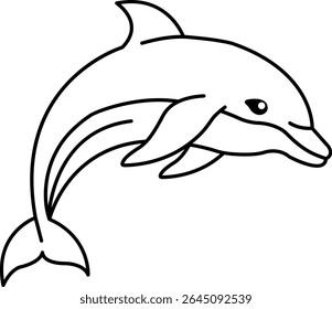 Aislar el Vector del icono del delfín blanco y negro