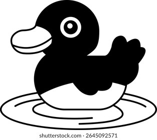 isolar o vetor ícone de pato preto e branco