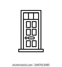 Icono plano de la puerta delantera en blanco y negro