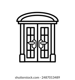 isolate black and white front door flat icon