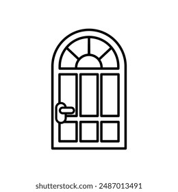 Icono plano de la puerta delantera en blanco y negro