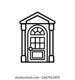 isolate black and white front door flat icon