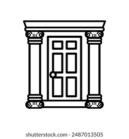 isolate black and white front door flat icon