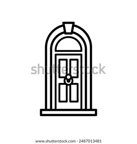 isolate black and white front door flat icon