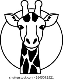 isolate black and white giraffe icon vector