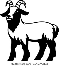 isolate black and white goat icon vector