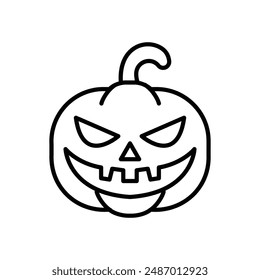 isolate black and white halloween pumpkin flat icon