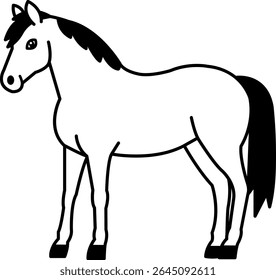 isolate black and white horse icon vector