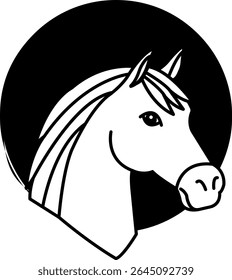 isolate black and white horse icon vector