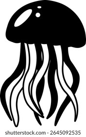 isolate black and white icon of Jellyfish