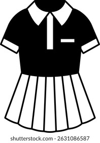 Aislar ilustración en blanco y negro de un uniforme escolar
