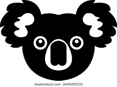 isolar o vetor de ícone de coala preto e branco