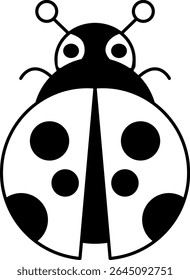 Aislar Vector de icono de mariquita en blanco y negro