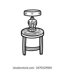 isolate black and white lamp on table 