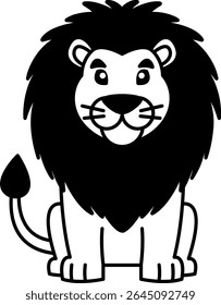 isolate black and white lion icon vector