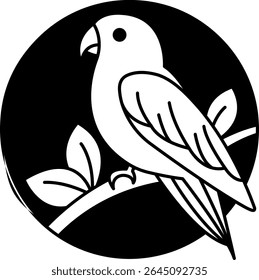 isolate black and white parrot icon vector