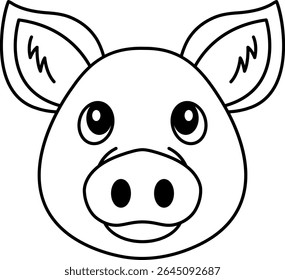 isolate black and white pig icon vector