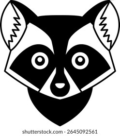 isolate black and white raccoon icon vector