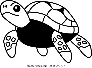 isolate black and white sea turtle icon vector
