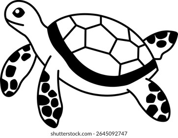 isolate black and white sea turtle icon vector