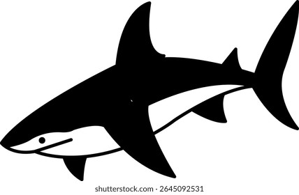 isolate black and white shark icon vector