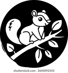 isolate black and white squirrel icon vector