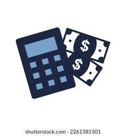 isolate blue and white calculator flat icon