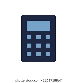 icono plano de la calculadora azul y blanco