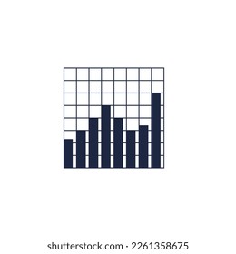 icono plano de gráfico de material azul y blanco aislado
