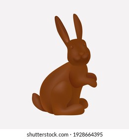 Isolate Brown rabbit chocolate on withe background. Chocolate for Easter season in vector illustration. 