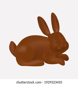 Isolate Brown rabbit chocolate on withe background. Chocolate for Easter season in vector illustration.