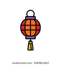 isolate chinese lantern flat icon 