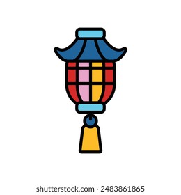 isolate chinese lantern flat icon 