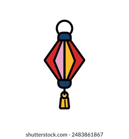 isolate chinese lantern flat icon 